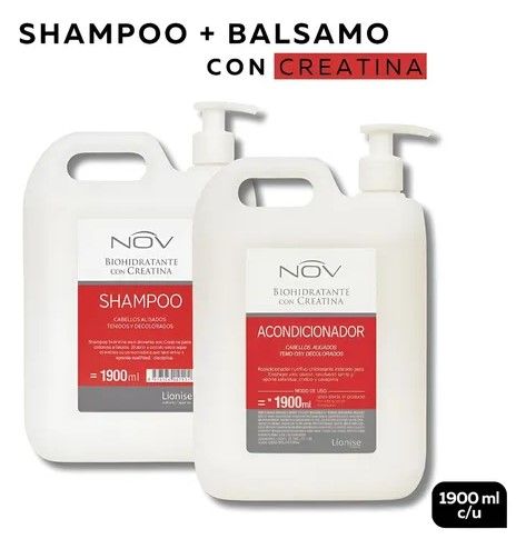 Shampoo Y Acondicionador Nov Biohidratante Con Creatina X 1900ml C/ Bomba